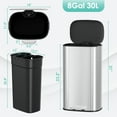 thumbnail image 2 of TLSUNNY 30L Step-On Oval Trash Can, 8 Gal Brushed Stainless Steel Garbage Bin with Slow-Close Lid & Handle for Kitchen/Bathroom, 2 of 9