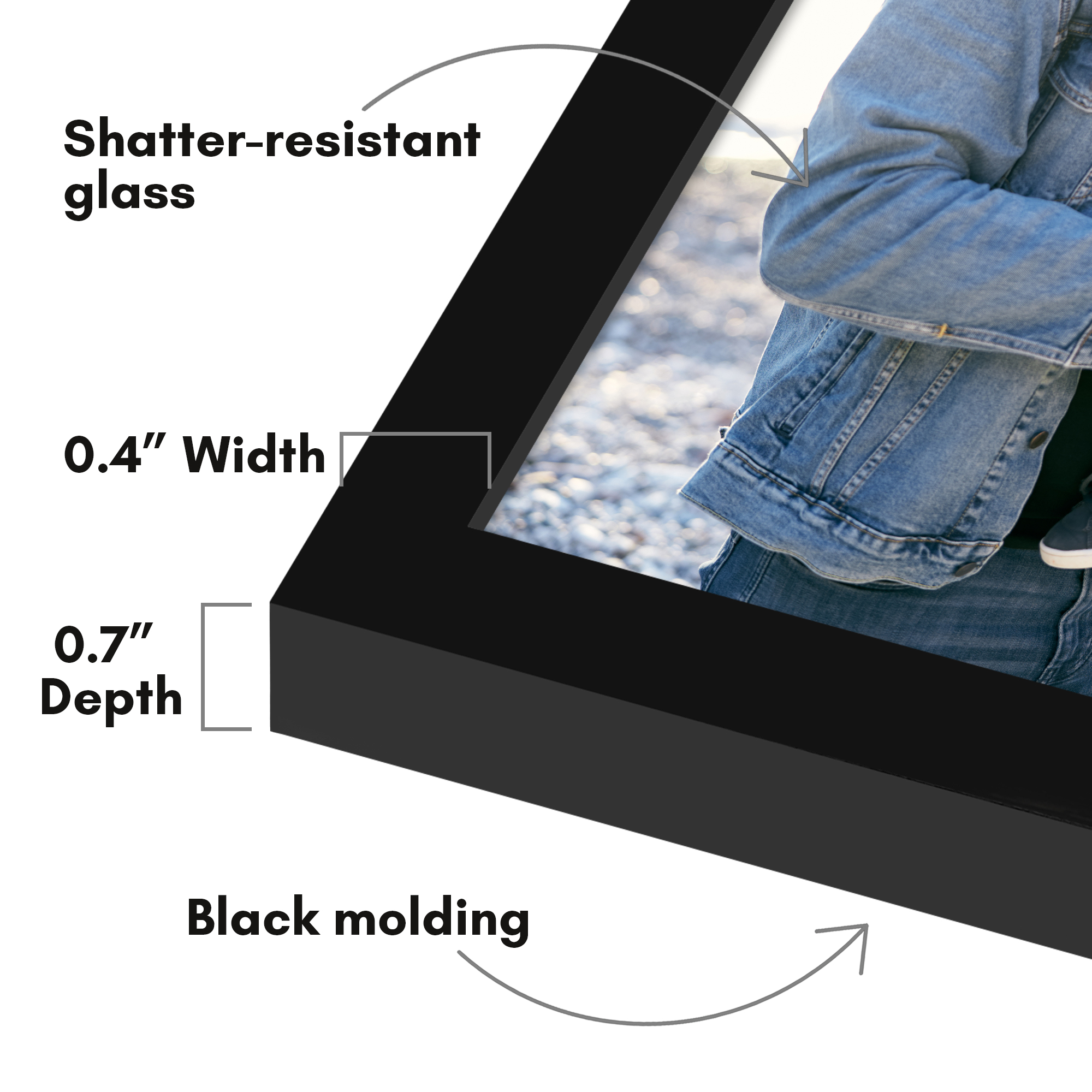 Americanflat 11x14 Picture Frame with Shatter-Resistant Glass Streamline Collection Thin Border Wall - Black