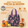 thumbnail image 5 of Pioneer Flower Floral Print Pattern Insulated Lunch Bag for Women & Adults,Large Portable Soft Cooler Lunch Bag,Thermal Food Storage Tote with Pearl Cotton,8.66L,8.75x5.75x9.5 Inch, 5 of 6