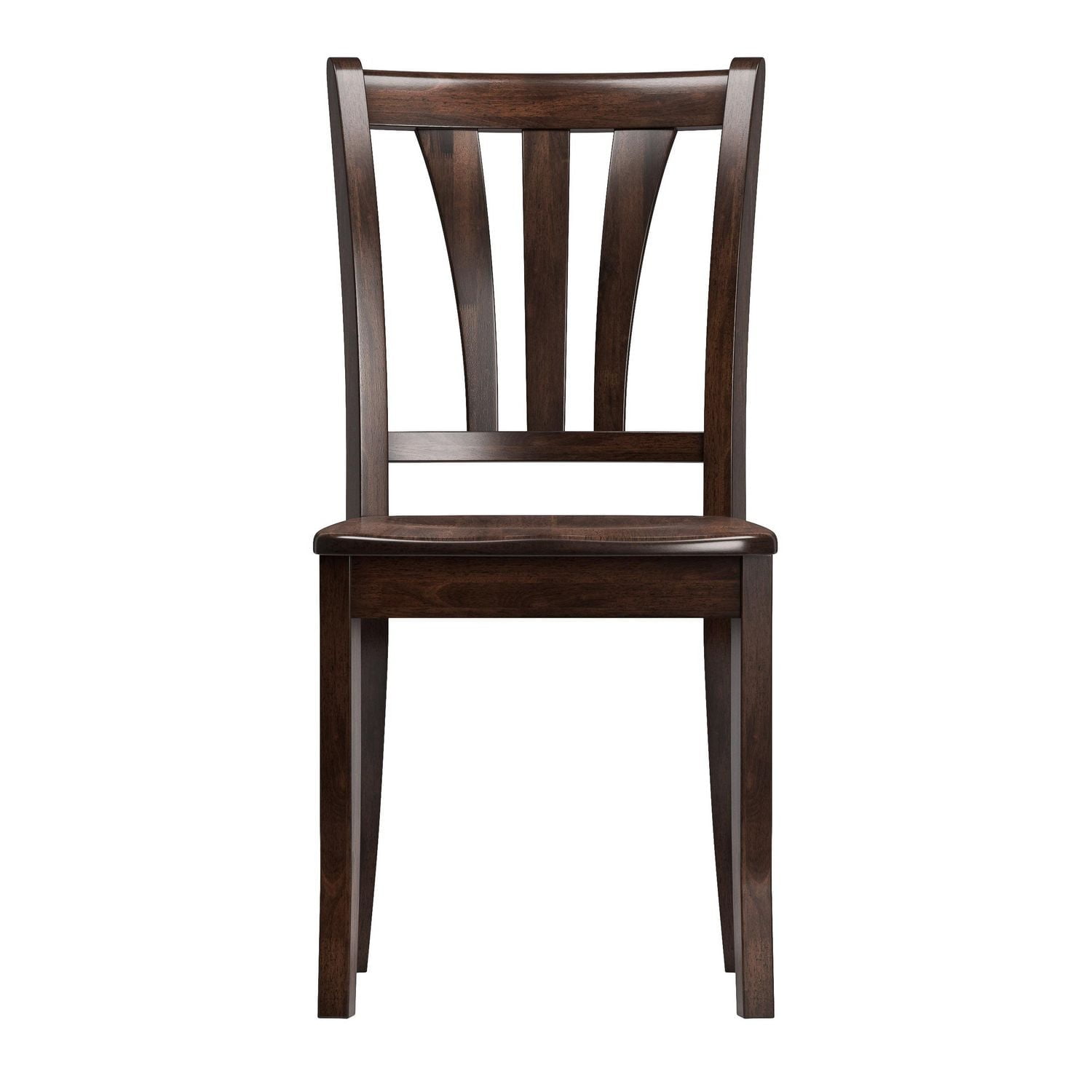 CorLiving Dillon Solid Wood Indoor Dining Chairs with High Slatted Backs, Dark Brown (Set of 2)