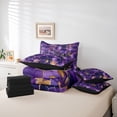 thumbnail image 5 of Feelyou Chic Fashion Honeycomb Bedding Comforter Set 7pcs, Purple Art Abstract Ombre Queen Bedding Sets, Mystic Marbling Reversible Queen Sheet Sets, Ultra Soft Bedroom Decor, 5 of 7