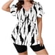 thumbnail image 4 of Traje de baño de dos piezas con estampado de tankini para mujer, de manga corta y corte conservador, con cordón ajustable. Traje de baño de dos piezas para mujer. Trajes de baño tankini para mujer. Tr, 4 of 7
