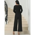 thumbnail image 4 of DARING DIVA Women's Cocktail Long Sleeve Beaded Wide Leg Jumpsuits 2XL Black, 4 of 6