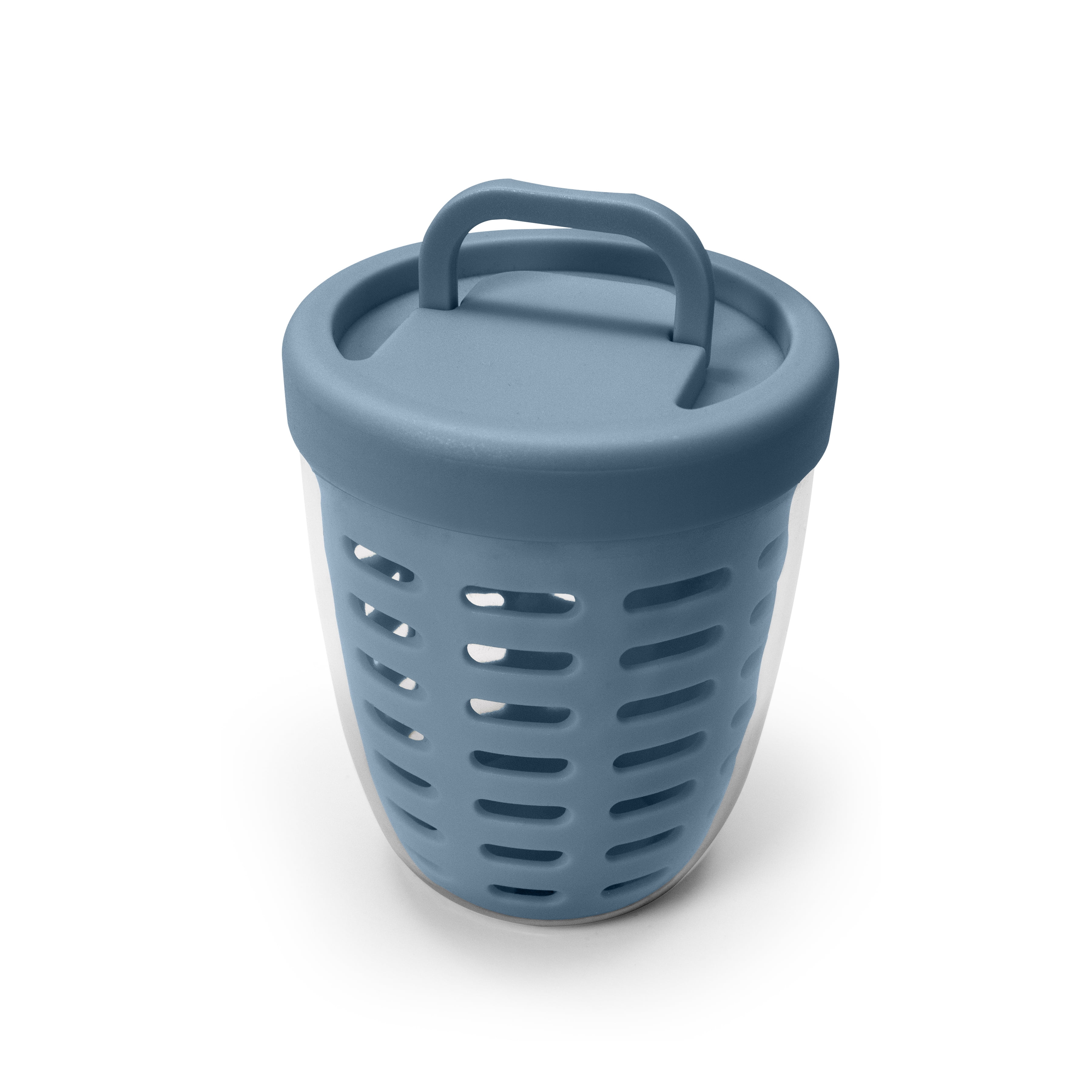Cook with Color Berry Cup with Removable Colander and Fork, BPA-Free, Dishwasher Safe, Blue