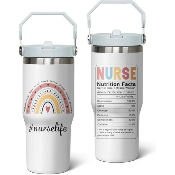 30oz Nurse Insulated Tumbler, Perfect for Nurse''s Day Gifts, Nurse''s Week Gifts, New Nurse Gifts, Nurse Tumbler with Handle, Gifts for Nursing Students.