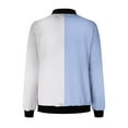 thumbnail image 4 of Scyoekwg Women's Jackets Loose Stand Collar Zipper Jacket Lightweight Long Sleeve Fall Coats Trendy Casual Color Block Splicing Outerwear(Light Blue,XL), 4 of 5