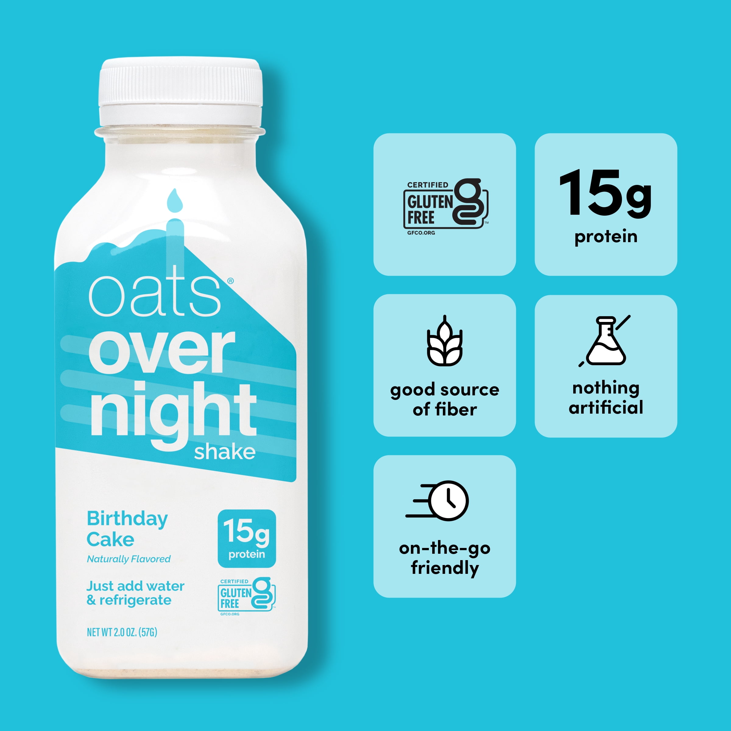 (5 pack) Oats Overnight- BIRTHDAY CAKE Overnight Oats Shake 2.2oz
