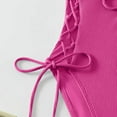 thumbnail image 3 of Womens One Piece Swimwear Cut out Crisscross Tie Swimsuits Ribbed High Cut Lace-Up Open Back Sexy Bathing Suit Hot Pink, M, 3 of 5