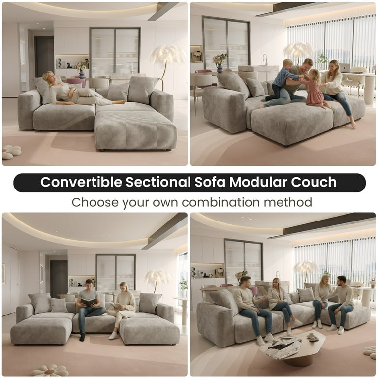 Magic Home Convertible Sectional Sofa Modular Couch,Modern