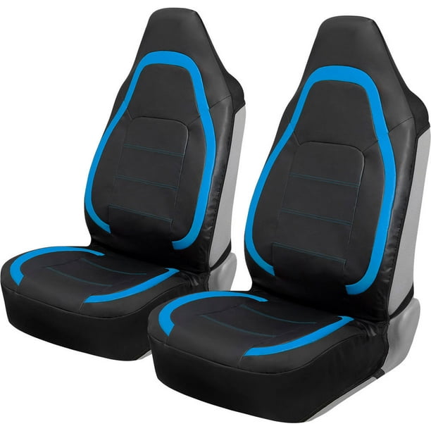 Motor Trend HighBack Faux Leather Car Seat Covers for Front Seats, Blue