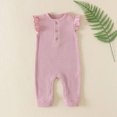 thumbnail image 5 of Sleeveless Solid Romper for Toddler Baby Girl Boy Cotton Fly Sleeve Jumpsuit, 5 of 6