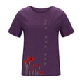 thumbnail image 4 of Zpanxa Summer Tops for Women, Women Short Sleeve Casual Round Neck Printed Loose Button Tunic Shirt Blouse Tops Purple B 3XL, 4 of 5