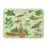 GODPOK Vintage Collection of Herbs and Spice Vanilla Mint Bay Leaf Cilantro Dill Saffron Rosemary Beauty Rug Doormat Bath Mat 23.6x15.7 inch