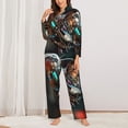 thumbnail image 2 of Pofeuu Futuristic Robot Hummingbird Print Womens Pajamas Set Long Sleeve Sleepwear Button Down Nightwear Soft Pj Lounge Sets Button Down Pajamas Women-Medium, 2 of 7