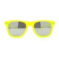 thumbnail image 3 of Matte Frost Neon Iconic Hipster Horn Rim Silver Mirror Sunglasses Yellow, 3 of 4