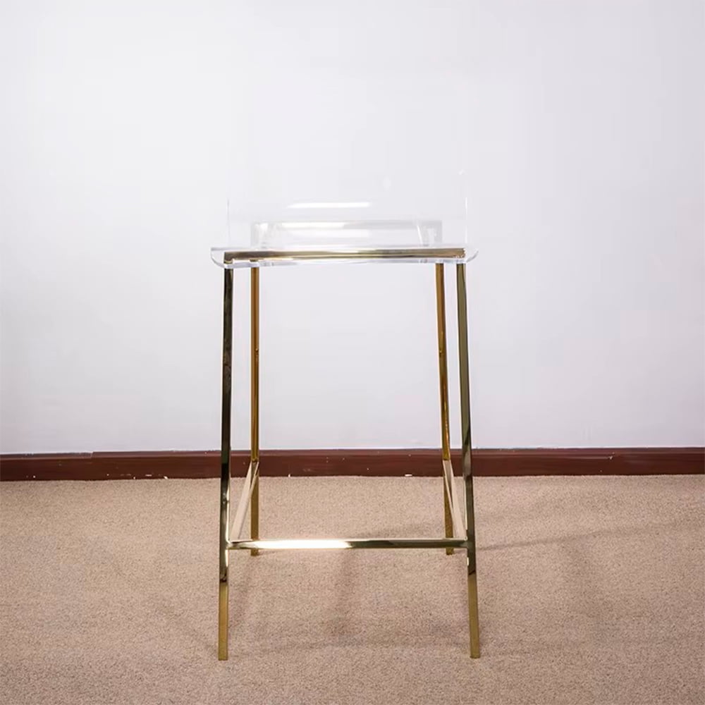 Heavenly Collection Set of 3 Clear Acrylic & Gold Counter Stools – Ideal for Kitchen Island or Dining Area