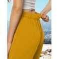 thumbnail image 3 of Womens Casual Wide Leg Pants High Waisted Button Down Straight Long Trousers Palazzo Pants, 3 of 7