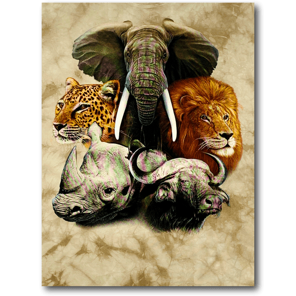Wild Animals Elephant Lion HD Rock Nature Tie-Dye T-Shirt