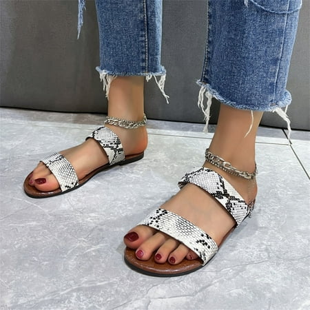 

Cathalem Cork Wedge Sandals Women Tan Fashion Summer Women Sandals Flat Print Leopard Print Open Nine Sandals for Women Size 7 White 6.5