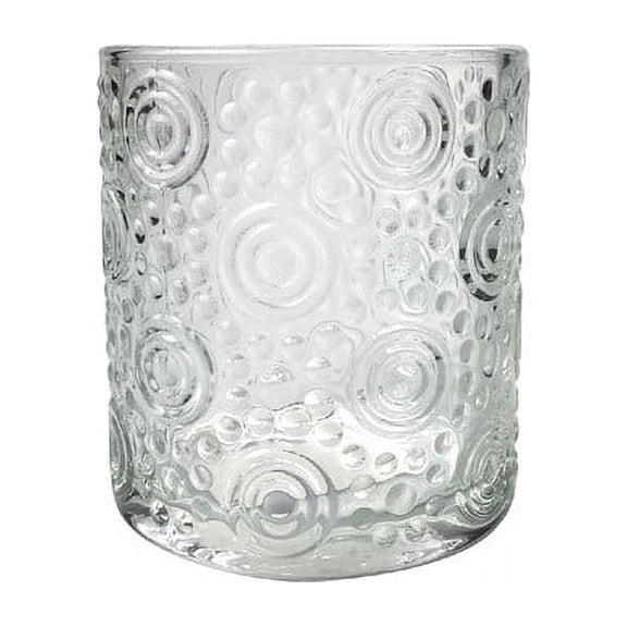 Maison Concepts Round Glass Candle Holder (Circles) - Set of 4 (2.9L X 2.9W X 3.15H)