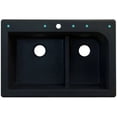 thumbnail image 3 of Transolid Radius 33in x 22in silQ Granite Drop-in Double Bowl Kitchen Sink with 3 CAB Faucet Holes, In Black, 3 of 4