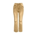 thumbnail image 7 of XPMWRP Women High Waisted Distressed Flare Jeans Ripped Bell Bottom Denim Pants Casual Streetwear Yellow XL, 7 of 7