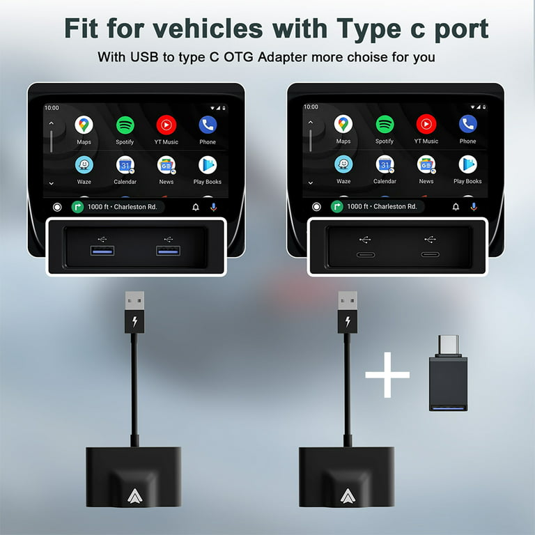 Virwir Android Auto Wireless CarPlay Adapter Wired to Wireless CarPlay  Dongle Plug and Play Fit for 98% Wired Carplay Cars, Black (Please Check If  It Fits Your Car Before Purchasing) 