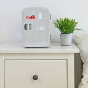 Coca‑Cola Diet Coke 4L Mini Cooler Portable Fridge and Warmer Holds 6 Cans, 12V/110V Travel Fridge, Gray