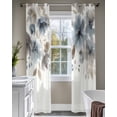 thumbnail image 4 of Blue Brown Spring Floral Sheer Curtains 63 Inch Length 2 Panels Set for Living Room/Bedroom, Watercolor Summer Botanical Kitchen Curtains Grommet Semi-Sheer Curtains Window Treatments 42"x63"x2, 4 of 7