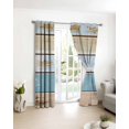thumbnail image 3 of Vintage Blue Brown Blackout Curtains for Bedroom/Living Room, Thermal Insulated Kitchen Curtains, Farmhouse Country Shabby Wood Grain Grommet Darkening Window Treatment Drapes 27.5"x39"x2, 3 of 8