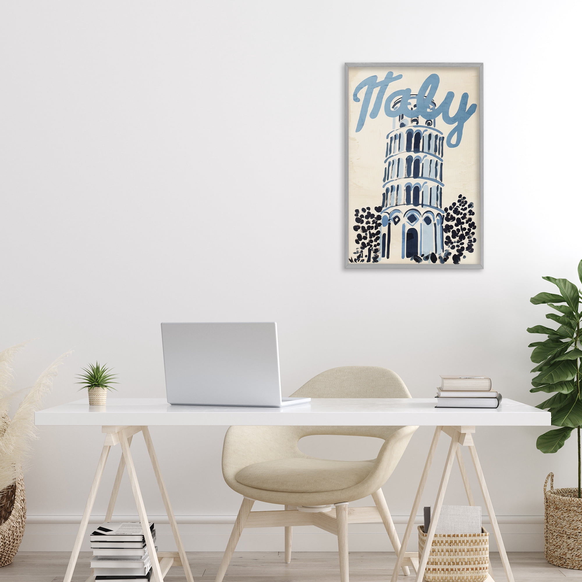 Stupell Industries Blue & Beige Italy Travel Gray Framed Giclee Art, design by Annabelle Hall
