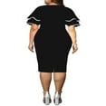 thumbnail image 4 of Femmes Bodycon Crayon Robe Imprimé Manches Évasées Élégant Couture Bureau Robe Cocktail Party Clubwear, 4 of 6