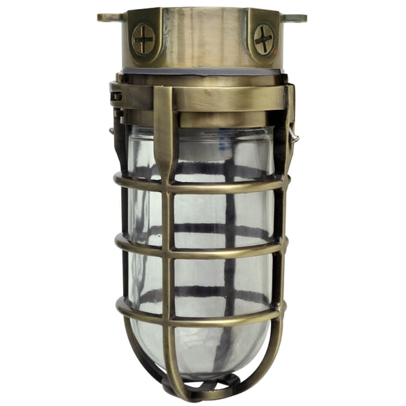 Woods L1706AB Vandal Resistant 150W Incandescent Security Light, Ceiling Mount, Antique Brass