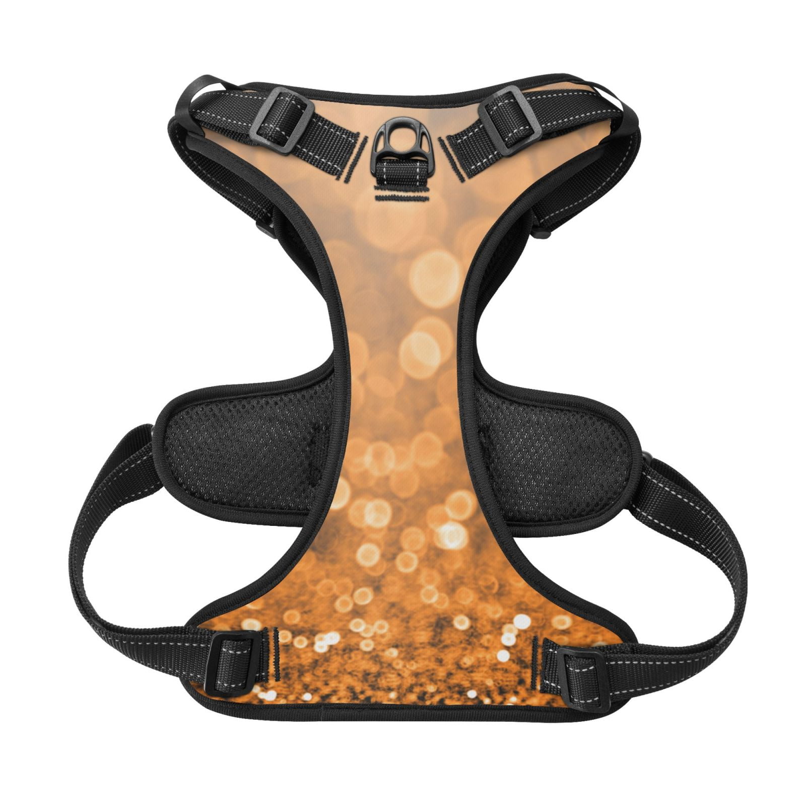 Kdxio Sparkling Orange and Black Print No Pull Dog Harness Adjustable Reflective Oxford Easy Control Medium Large Dog Harness for Training and Everyday-Medium