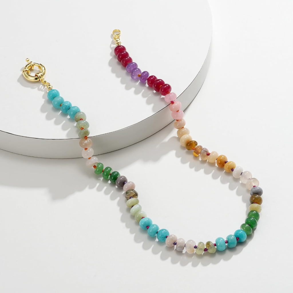 FENOHREFE Colorful Bead Necklace Handmade Necklace Adjustable Necklace Fashion Neck Jewelry Charm Necklace Present for Women