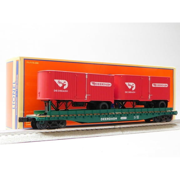LIONEL DEER DASH 50' TOFC FLATCAR W/2 20' TRAILERS O GAUGE 2426710