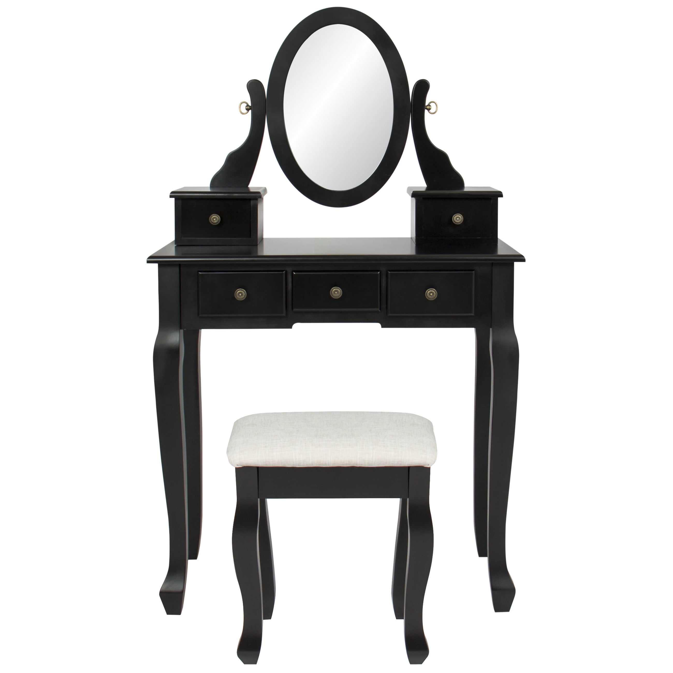 Best Choice Products Bedroom Makeup Cosmetic Beauty Vanity Hair Best Choice Products Bedroom Makeup Cosmetic Beauty Vanity Hair Dressing Table Set W Adjule Oval Mirror Padded Stool Seat 5 Drawer Storage Organizers