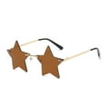 thumbnail image 2 of Star Shaped Glasses Personality Star Glasses Party Rimless Sunglasses, Coffee, 2 of 8
