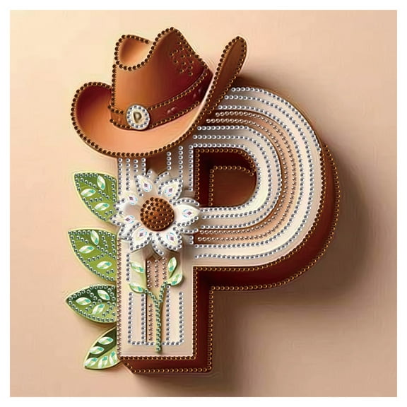 5D DIY Diamond Painting Kit Hats, Flowers, Letters P Special Shapes Creative Diamond Artwork Suitable for Home & Office Decor Festive Gift