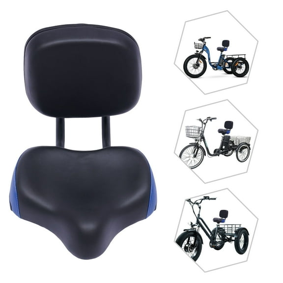 Comfort Bike Seat with Backrest Saddle Bicycle Tricycle Seat Cushion w/ Back Rest for electric cars, tricycles