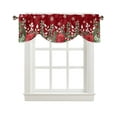 thumbnail image 3 of Christmas Poinsettia Eucalyptus Berries Window Curtain Living Room Kitchen Cabinet Tie-up Valance Curtain Rod Pocket Valance, 3 of 6