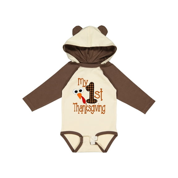 Inktastic Plaid 1st Thanksgiving Turkey Boys or Girls Long Sleeve Baby Bodysuit
