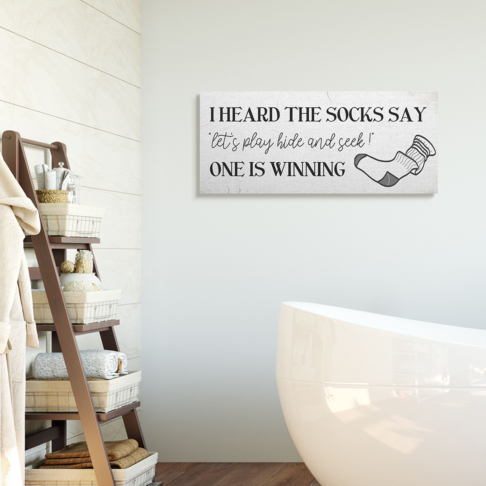 Stupell Industries Socks Say Hide and Seek Quote Laundry Humor,13 x 30,Designed by Daphne Polselli