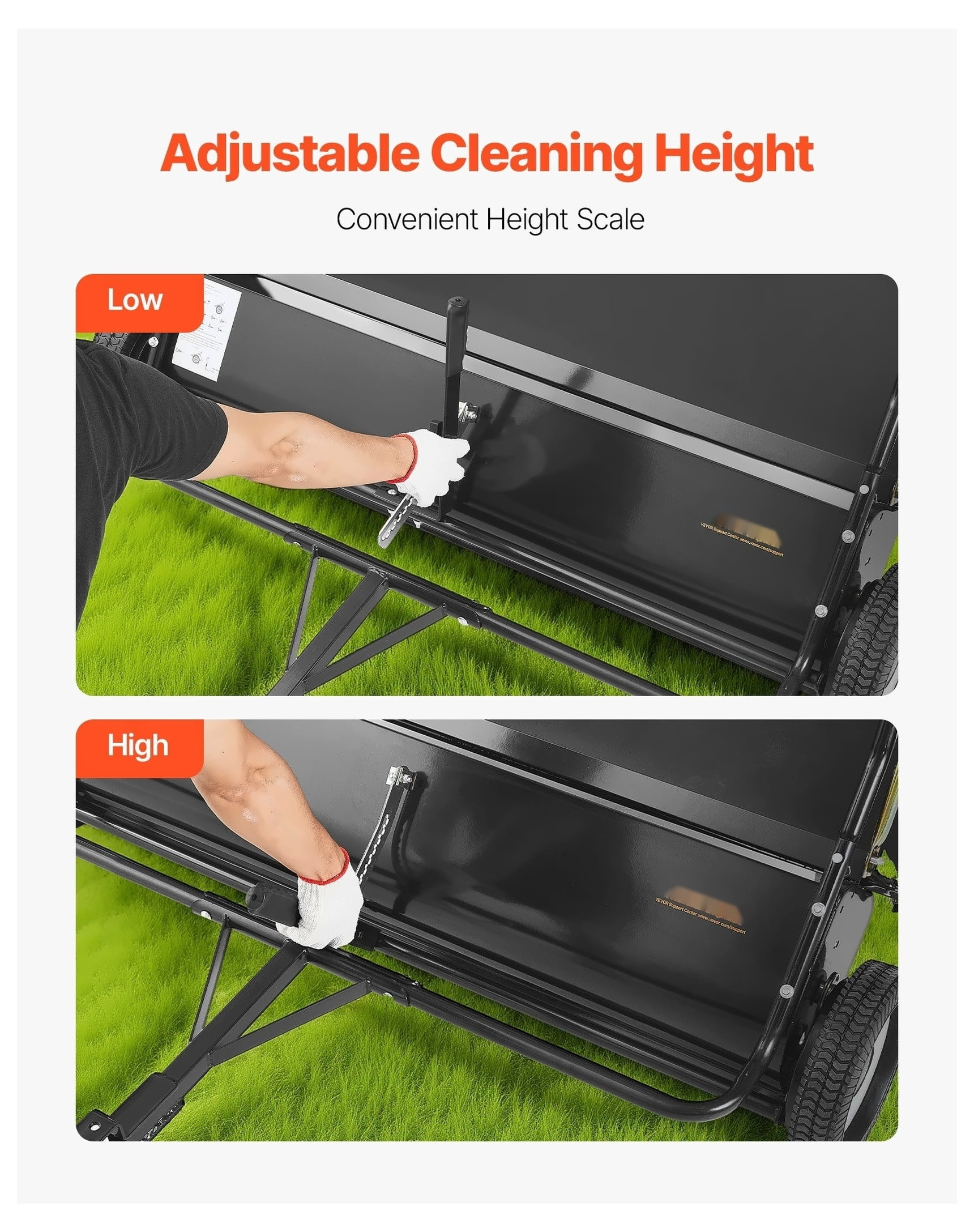 Tow Behind Lawn Sweeper 48 Inch - 20 cu.ft Hopper Bag Leaf & Grass Collector, Adjustable Height Garden Sweeper for Tractor, Yard Clean Up