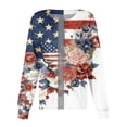 thumbnail image 4 of Patriotic Scrub Jackets Women Usa Flag Graphic Print Medical Nurse Uniforms Plus Size Crew Neck T Shirts Long Sleeve Scrub Top 4th Of July Summer Shirts Graphic Tops, 4 of 5