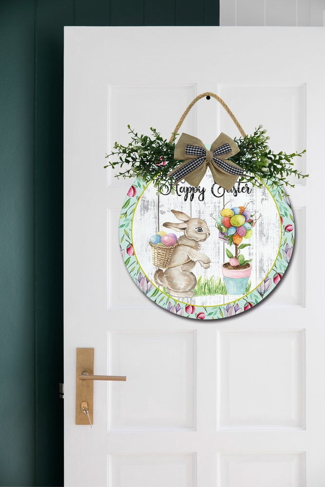Eveokoki Front Door Porch Decorations Happy Easter Door Hanging Sign 11 ...