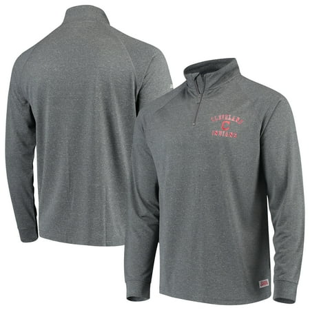 Garter Stitch Jacket - Cleveland Indians Stitches Team Raglan Quarter-Zip Pullover Jacket - Heathered Charcoal