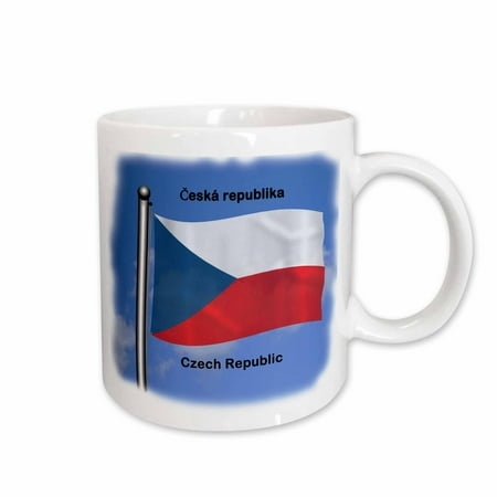

3dRose The flag of Czech Republic waving against the sky with Czech Republic written in English and Chezh Ceramic Mug 15-ounce