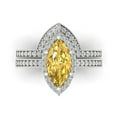 thumbnail image 2 of Clara Pucci 14K White Gold 2.4875 Simulated Yellow Diamond Engraveable Engagement Ring + Wedding Band Set, 2 of 7