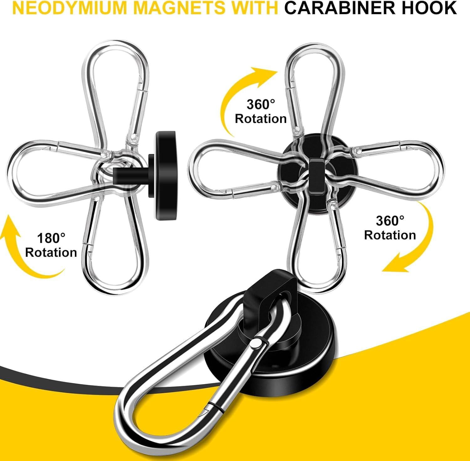 Black Magnetic Hooks,70LBS Strong Heavy Duty Neodymium Magnet Magnetics Hook for Hanging at Home, Office Locker, Workplace, Refrigerator, Cruise Ship or Travel, 15Pack